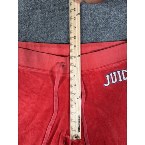 Vintage Juicy Couture Sweatpants Women Large Red Velour Flared Pants Y2K - Picture 9 of 16